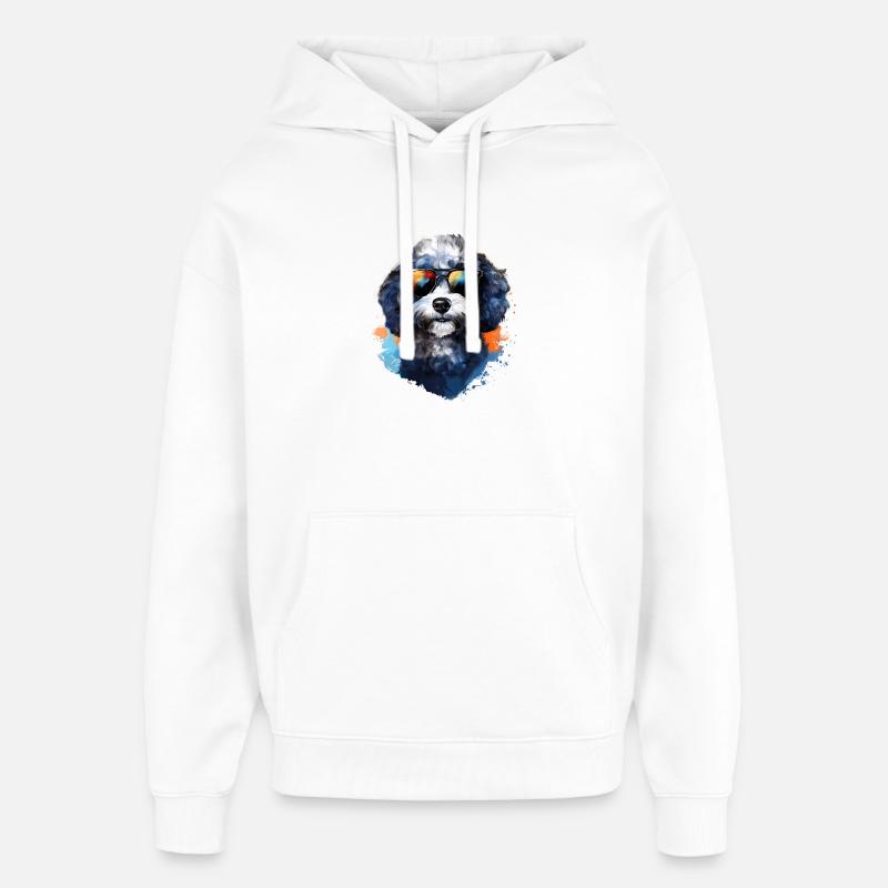Caniche avec lunettes de soleil - Sweat à capuche unisexe Stanley/Stella Oversized - blanc