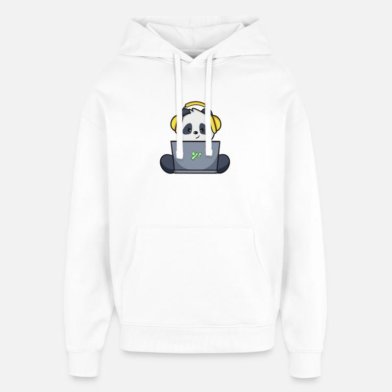 Gaming Panda avec casque jaune - Sweat à capuche unisexe Stanley/Stella Oversized - blanc