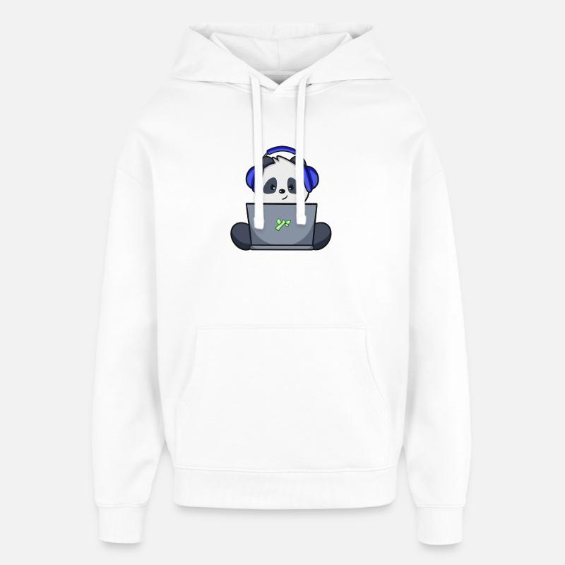 Gaming Panda avec casque bleu - Sweat à capuche unisexe Stanley/Stella Oversized - blanc
