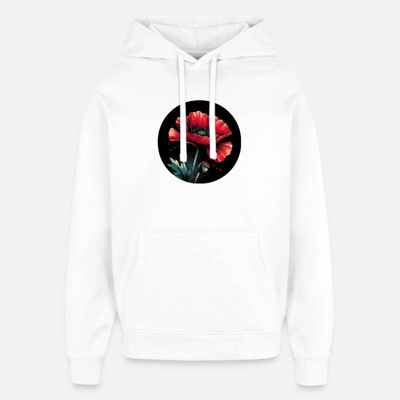 Rouge coquelicot - Sweat à capuche unisexe Stanley/Stella Oversized - blanc