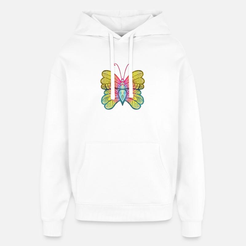 Mandala Papillon Aquarelle - Sweat à capuche unisexe Stanley/Stella Oversized - blanc