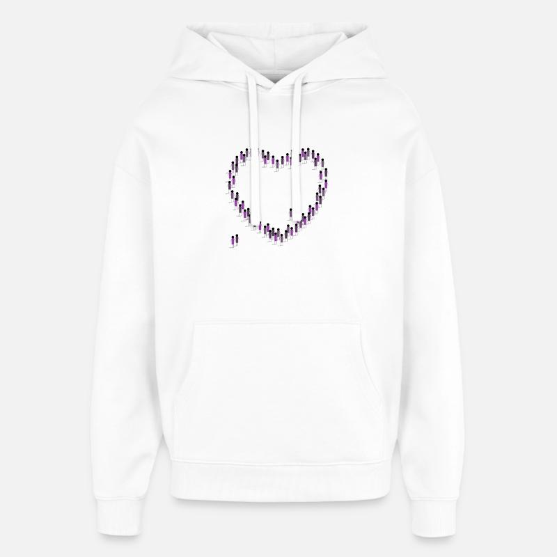 Foule, Coeur, Cohésion, Communauté, Violet - Sweat à capuche unisexe Stanley/Stella Oversized - blanc