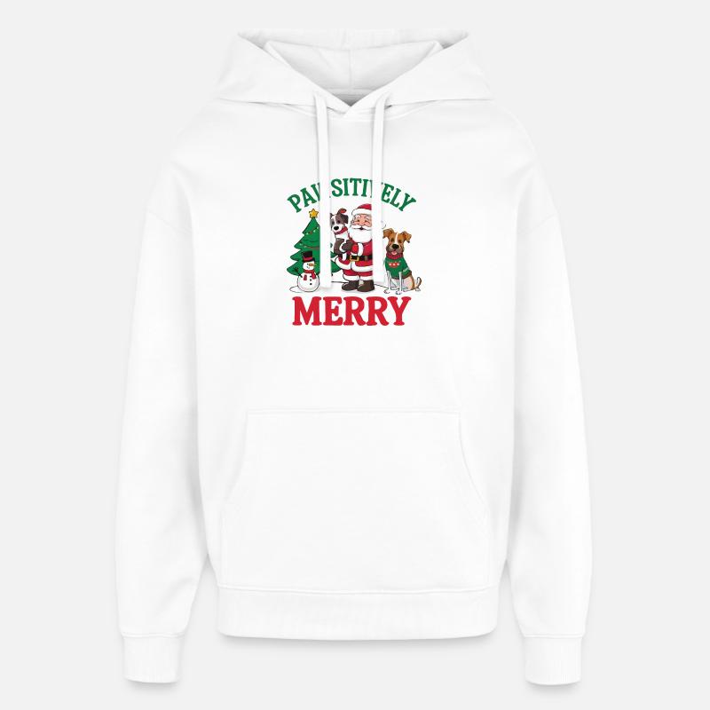 Illustration de Noël pattes festives - Sweat à capuche unisexe Stanley/Stella Oversized - blanc