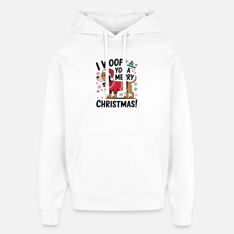Festlicher Hund im Weihnachtspullover - Oversized Unisex Hoodie von Stanley/Stella - Weiß
