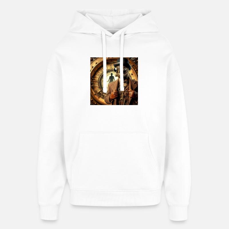 Sherlock Holmes Steampunk - Sweat à capuche unisexe Stanley/Stella Oversized - blanc