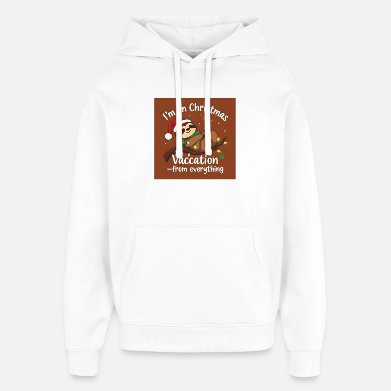 Christmas Holiday Sloth String Lights - Oversized Unisex Hoodie by Stanley/Stella - white