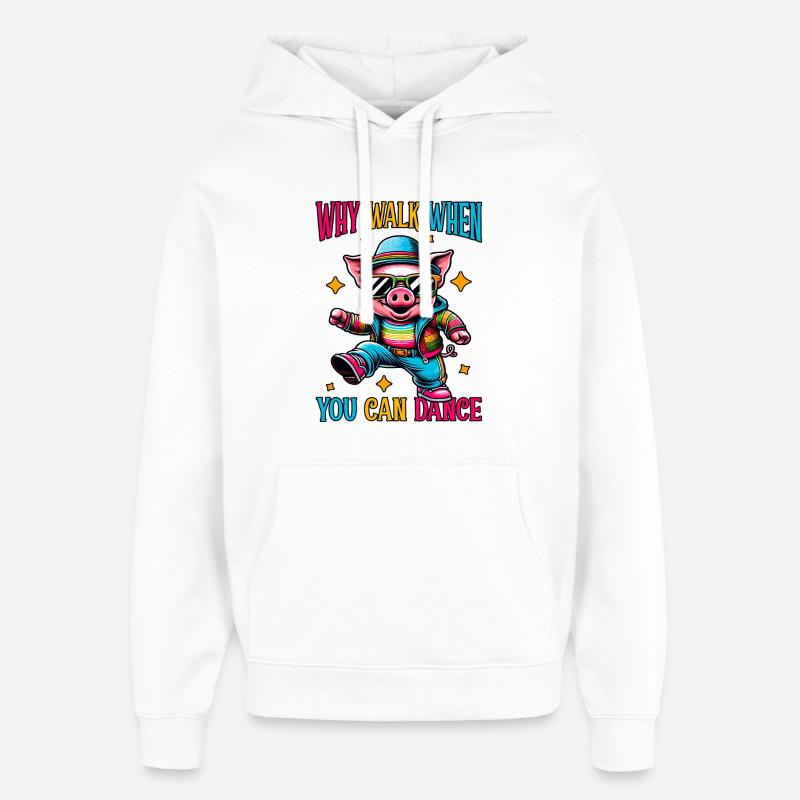 Drôle de danse cochon - Sweat à capuche unisexe Stanley/Stella Oversized - blanc