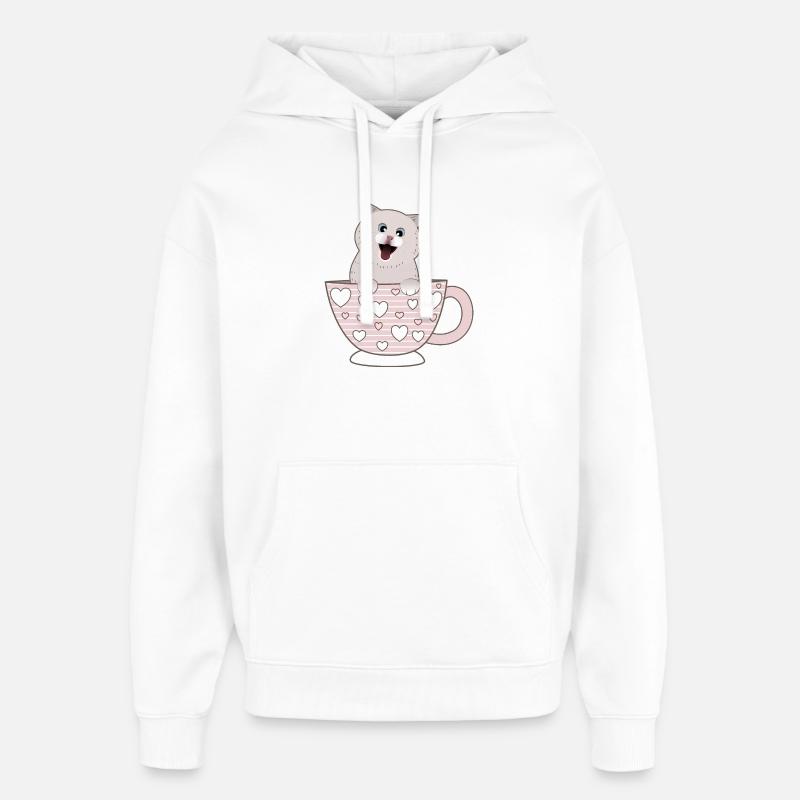 tasse chat mignon - Sweat à capuche unisexe Stanley/Stella Oversized - blanc