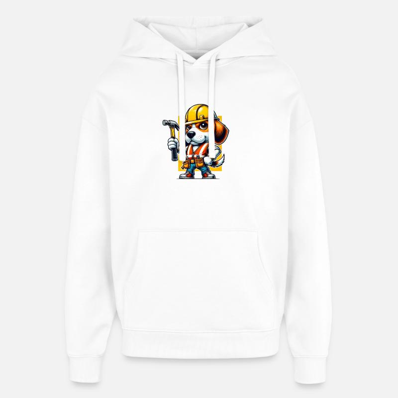 Ouvrier du bâtiment Beagle - Sweat à capuche unisexe Stanley/Stella Oversized - blanc
