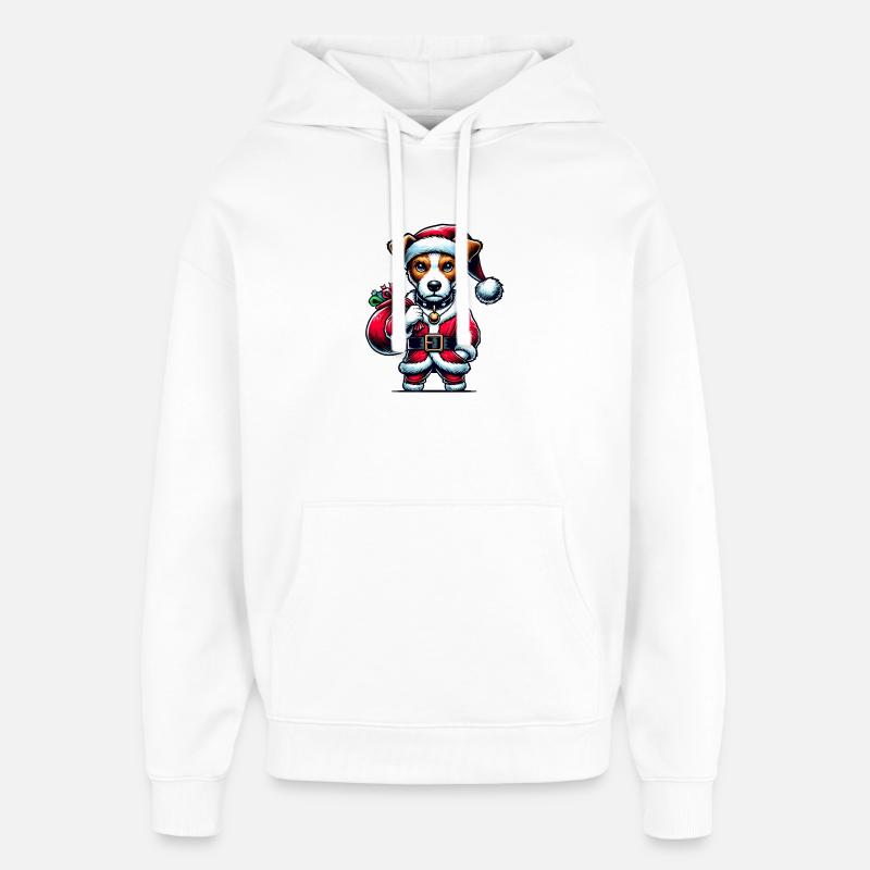 Père Noël Jack Russell Terrier - Sweat à capuche unisexe Stanley/Stella Oversized - blanc