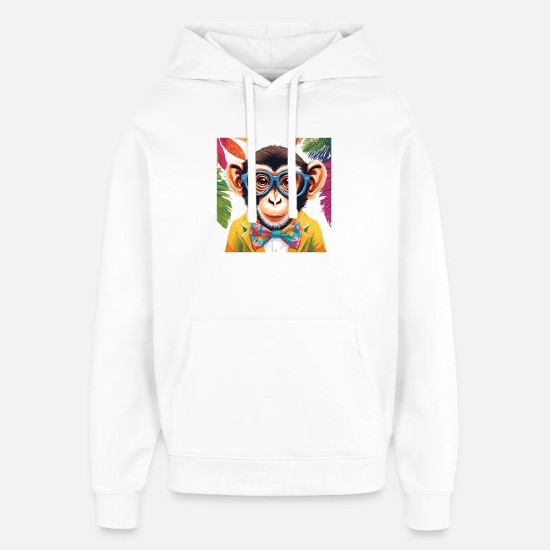 Singe vibrant en tenue élégante - Sweat à capuche unisexe Stanley/Stella Oversized - blanc