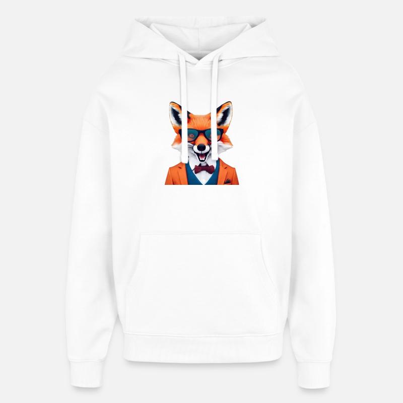 Renard vif en tenue élégante - Sweat à capuche unisexe Stanley/Stella Oversized - blanc