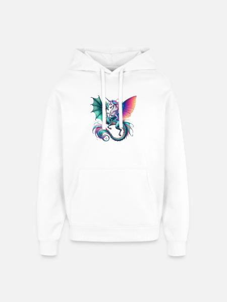 Regenbogen Drachen EInhorn Fusion - Oversized Unisex Hoodie von Stanley/Stella - Weiß