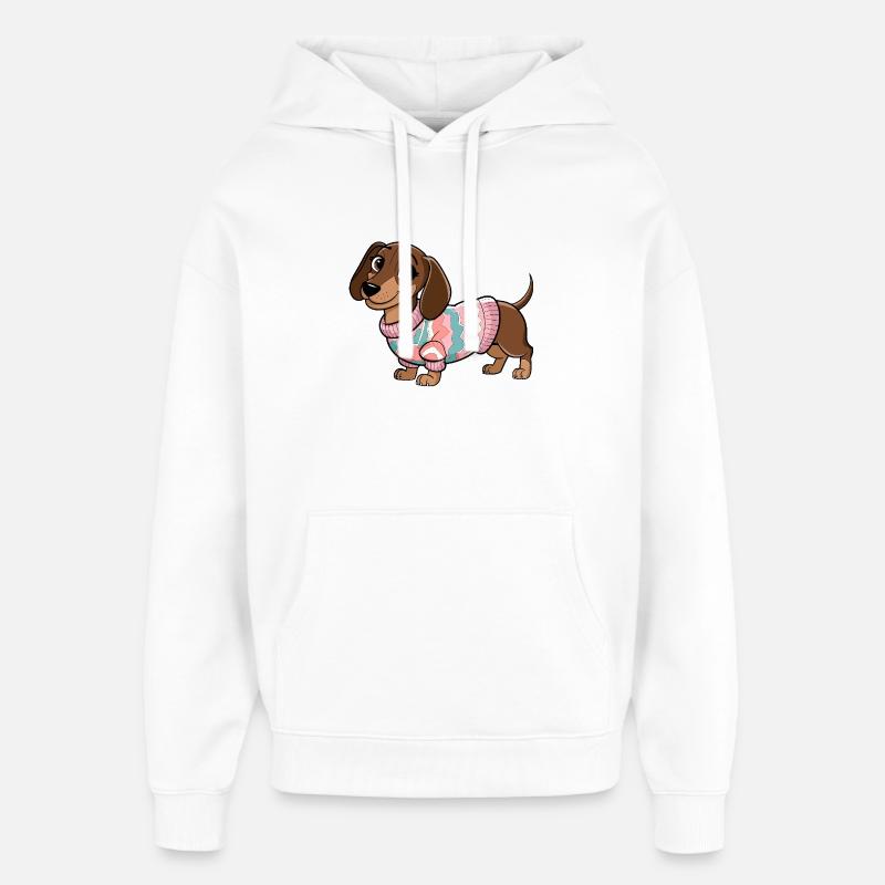 Kuscheliger Pullover Dackel - Oversized Unisex Hoodie von Stanley/Stella - Weiß