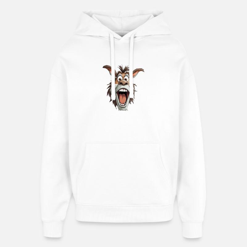 Dessin animé de l’âne hurlant - Sweat à capuche unisexe Stanley/Stella Oversized - blanc