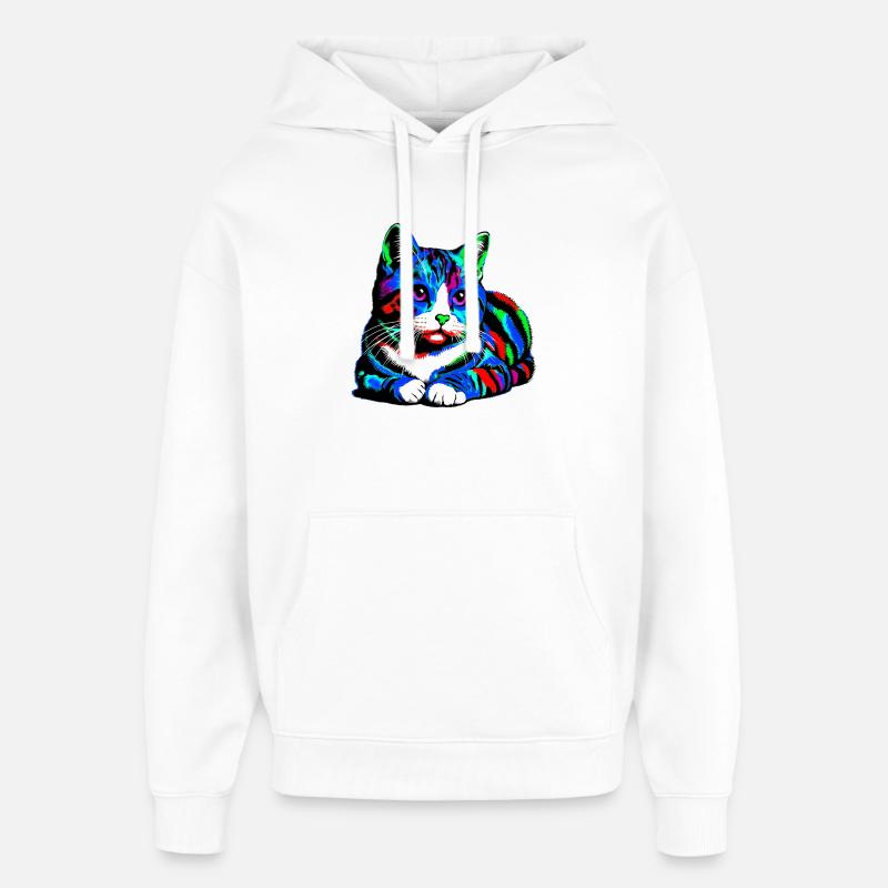Katze - Oversized Unisex Hoodie von Stanley/Stella - Weiß