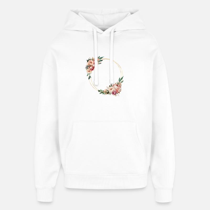 Rustic flower wreath, customizable - Oversized Unisex Hoodie by Stanley/Stella - white