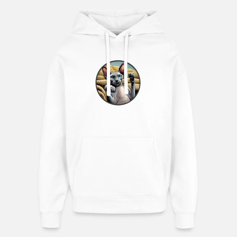 Shpynx chat montrant des pattes - Sweat à capuche unisexe Stanley/Stella Oversized - blanc