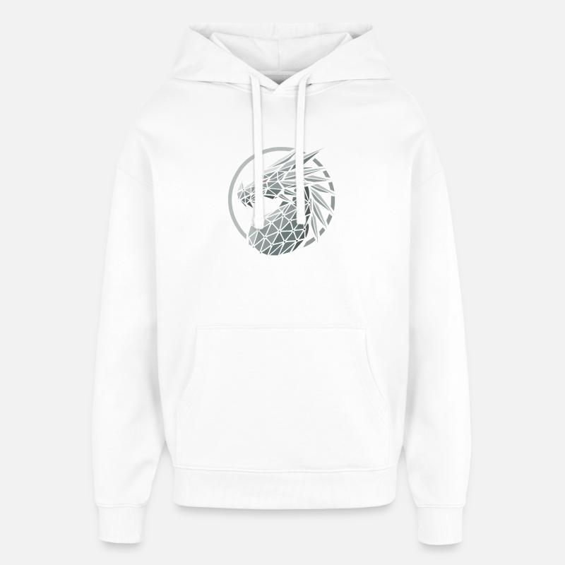 tete dragon polygones bleu - Sweat à capuche unisexe Stanley/Stella Oversized - blanc