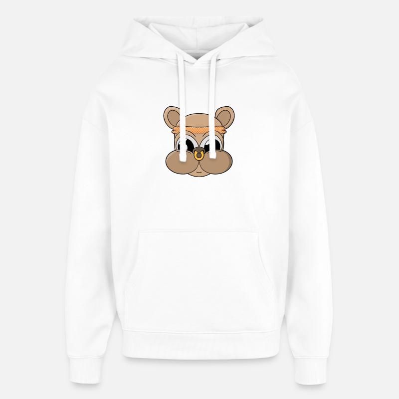 Ours mignon avec piercing - Sweat à capuche unisexe Stanley/Stella Oversized - blanc