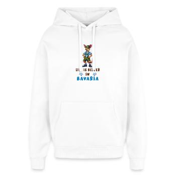 Kangourou bavarois - Sweat à capuche unisexe Stanley/Stella Oversized - blanc - Devant - AI Model Female 172 light (172cm) & AI Model Male 185 light (185cm)