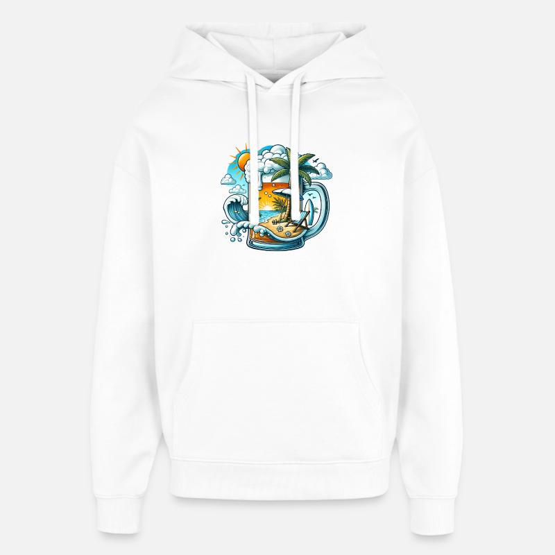 Beer & Beach – Les vacances parfaites - Sweat à capuche unisexe Stanley/Stella Oversized - blanc