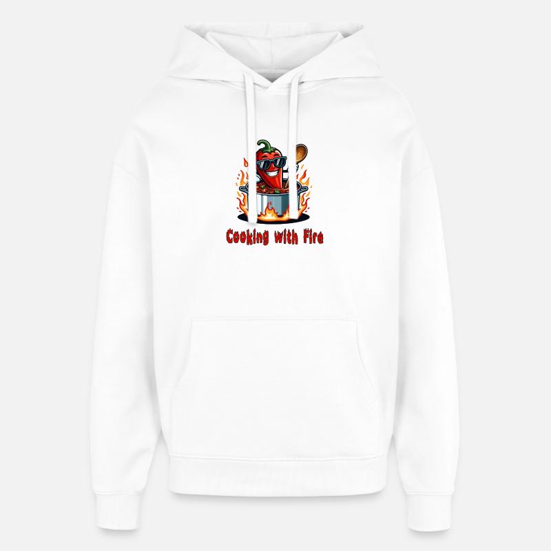 Cuisiner avec le feu - Sweat à capuche unisexe Stanley/Stella Oversized - blanc