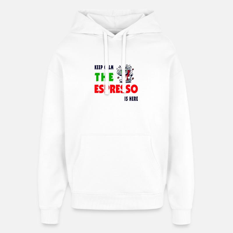 Espresso Italie / Café Design - Sweat à capuche unisexe Stanley/Stella Oversized - blanc
