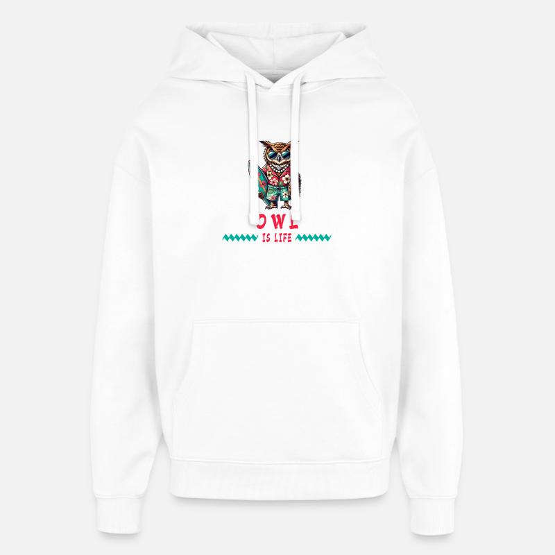 Eule ist Leben - Surfer Eule - Oversized Unisex Hoodie von Stanley/Stella - Weiß