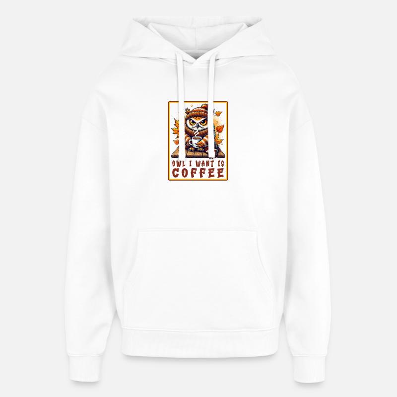 Hiboux Café Desgin - Sweat à capuche unisexe Stanley/Stella Oversized - blanc