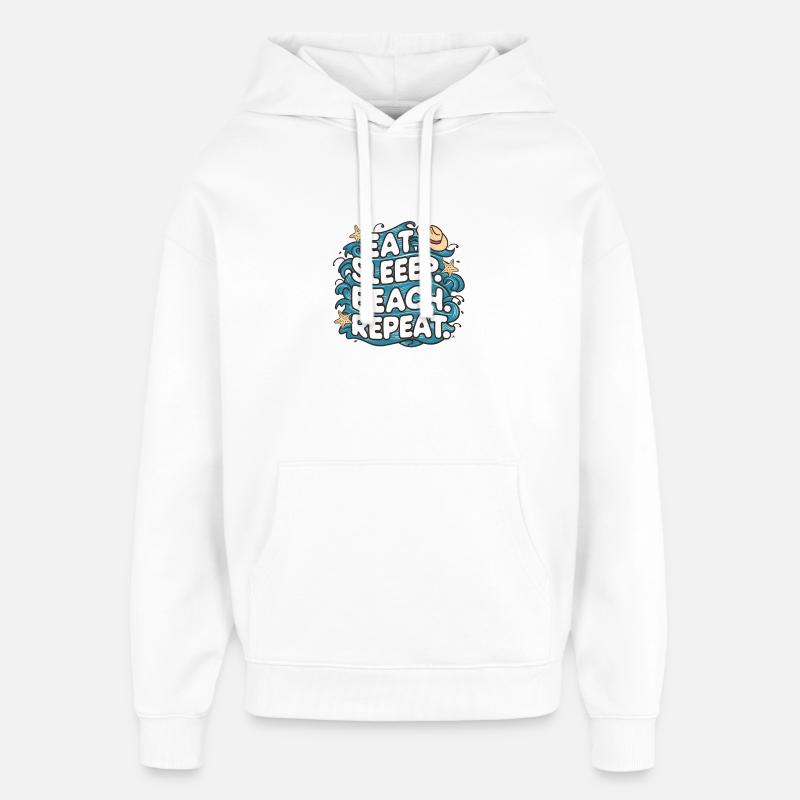 Manger dormir plage répéter - Sweat à capuche unisexe Stanley/Stella Oversized - blanc