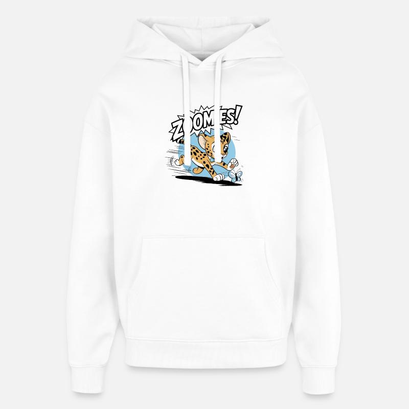 Zoomies – Guépard à la poursuite d’un papillon - Sweat à capuche unisexe Stanley/Stella Oversized - blanc