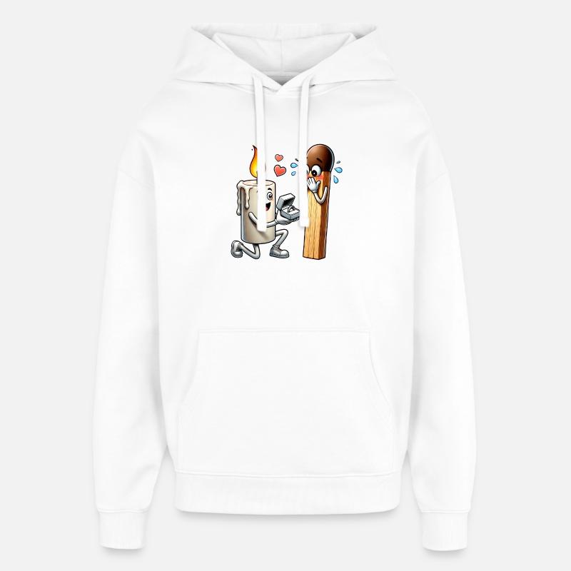 Bougie amour match - Sweat à capuche unisexe Stanley/Stella Oversized - blanc