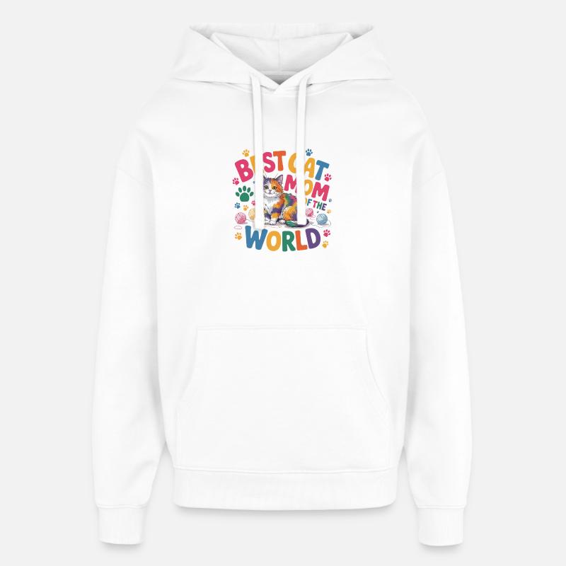 Meilleure maman chat du monde - Sweat à capuche unisexe Stanley/Stella Oversized - blanc