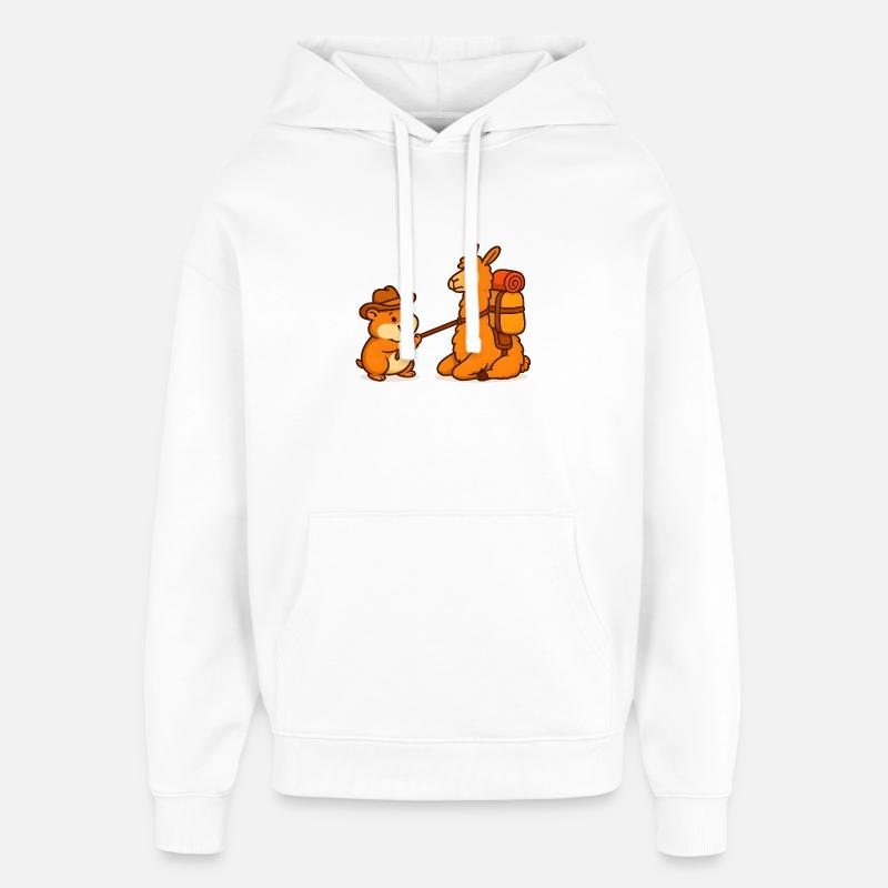 Lama assis têtu - Sweat à capuche unisexe Stanley/Stella Oversized - blanc