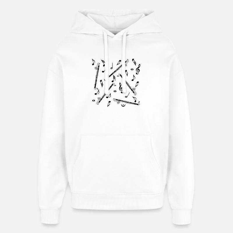 Notes de musique pour clarinette basse - Sweat à capuche unisexe Stanley/Stella Oversized - blanc