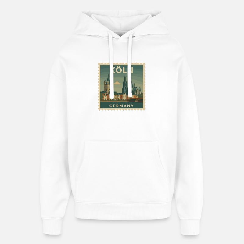 Timbre souvenir de Cologne - Sweat à capuche unisexe Stanley/Stella Oversized - blanc
