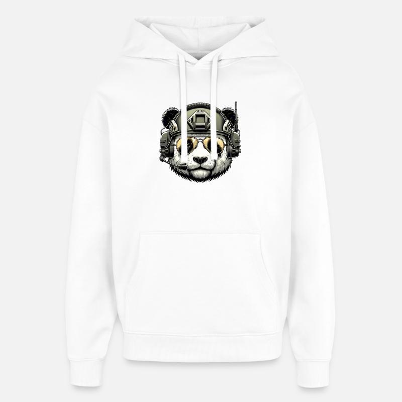 Panda Military Army Design - Sweat à capuche unisexe Stanley/Stella Oversized - blanc