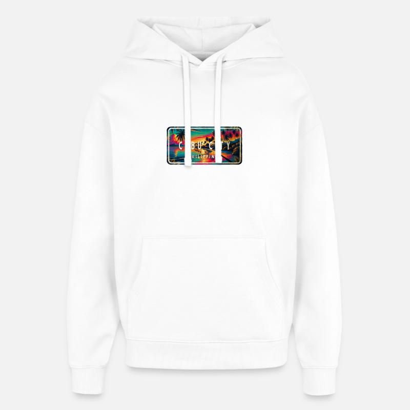 Cebu City – Tropical Retro Sign - Oversized Unisex Hoodie by Stanley/Stella - white