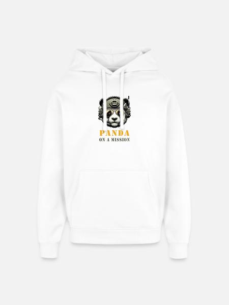 Panda in Mission / Military - Oversized Unisex Hoodie by Stanley/Stella - white