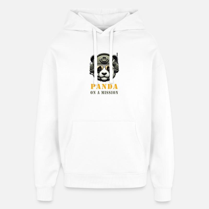 Panda in Mission / Military - Oversized Unisex Hoodie by Stanley/Stella - white