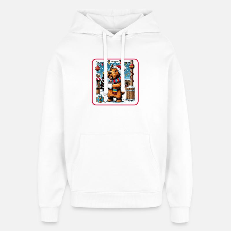 Marché de Noël Scottish Terrier - Sweat à capuche unisexe Stanley/Stella Oversized - blanc