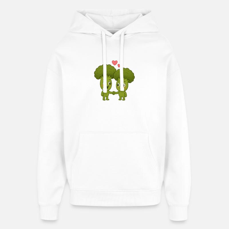 Mignon brocoli avec des cœurs - Sweat à capuche unisexe Stanley/Stella Oversized - blanc