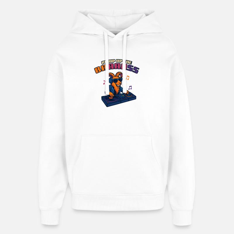 Goat DJ - Pump Up the Baaaass - Sweat à capuche unisexe Stanley/Stella Oversized - blanc