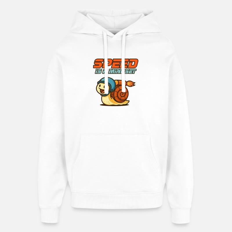 Réfléchis vite - Escargot avec casque - Sweat à capuche unisexe Stanley/Stella Oversized - blanc