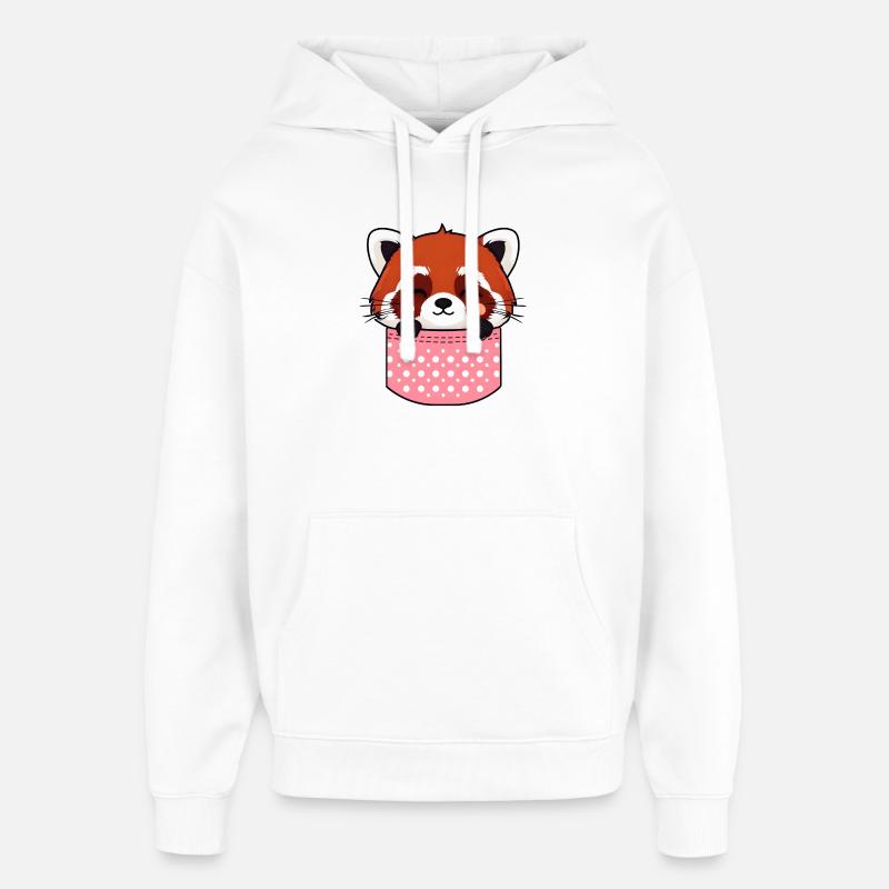 Panda roux kawaii - Sweat à capuche unisexe Stanley/Stella Oversized - blanc