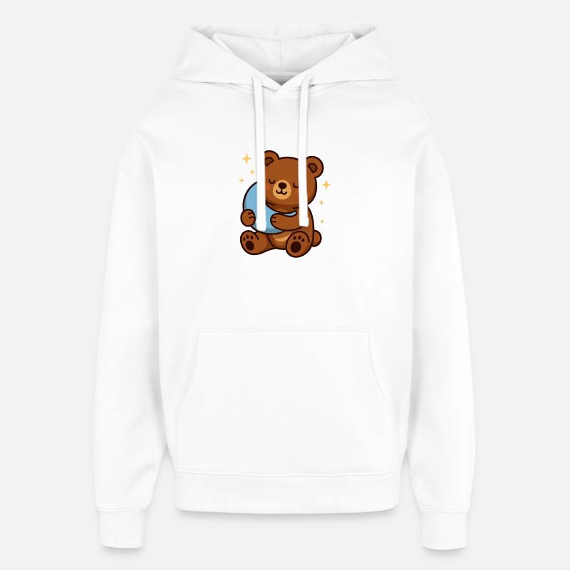 Rêve de lune de l’ours câlin - Sweat à capuche unisexe Stanley/Stella Oversized - blanc