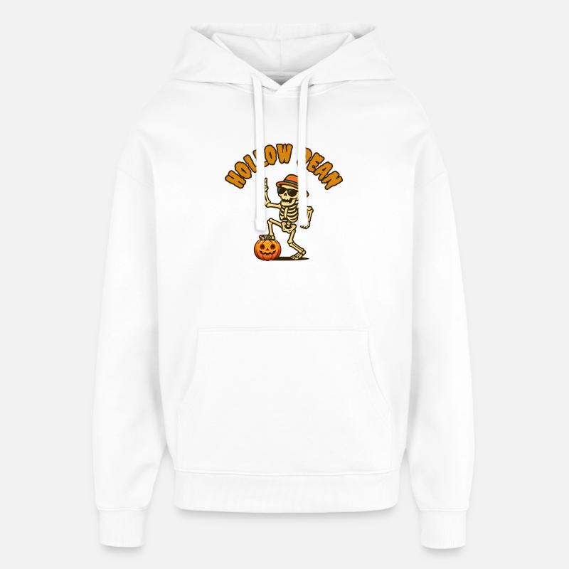 Halloween squelette avec des citrouilles - Sweat à capuche unisexe Stanley/Stella Oversized - blanc