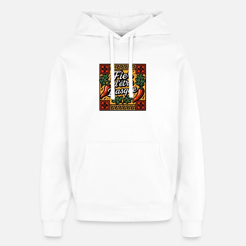 Fier d’être Basque piment - Sweat à capuche unisexe Stanley/Stella Oversized - blanc