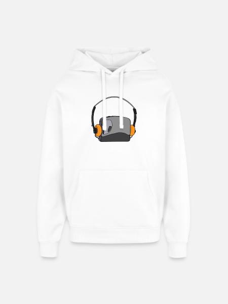 Cool Portable Cassette Audio Player - Oversized Unisex Hoodie by Stanley/Stella - white